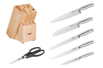 TEFAL 5-teiliges Messer-Set mit Schere und gratis Messerblock